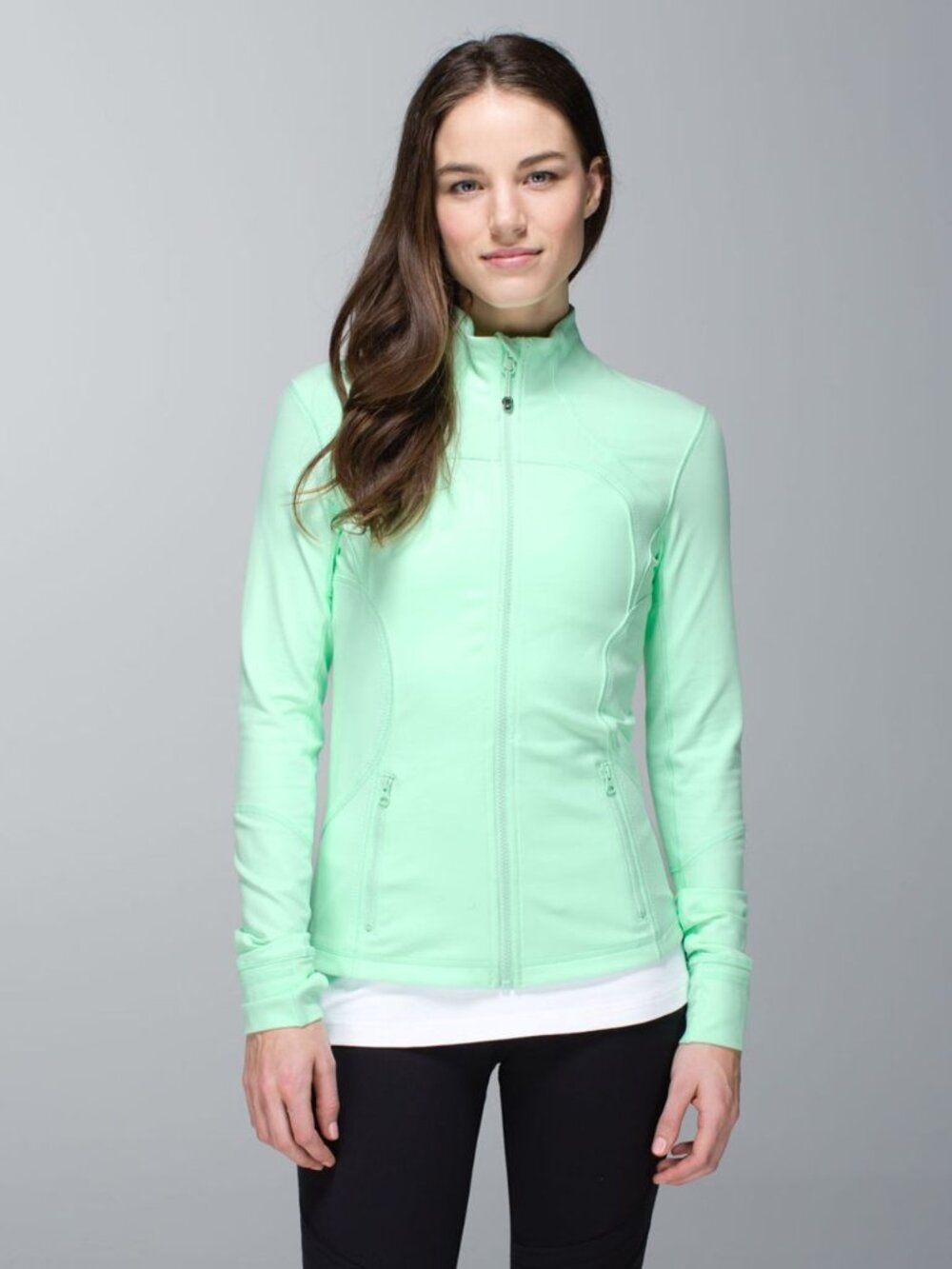Lululemon Women 8 Forme Jacket Full Zip Fresh Teal Cuffins Activewear Fitted Top